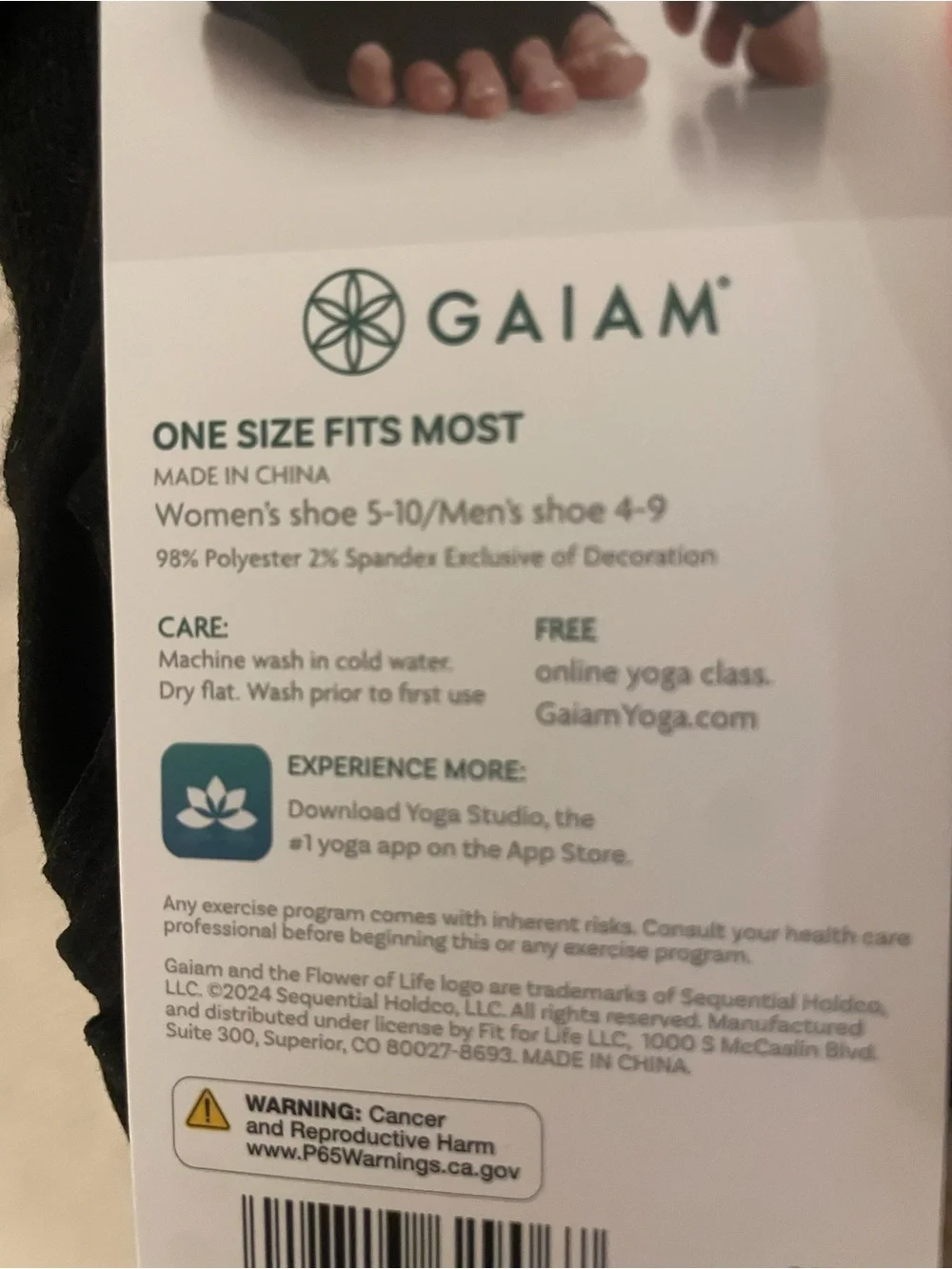 GAIAM Black Studio Grippy Yoga Socks with Non-Slip Dots